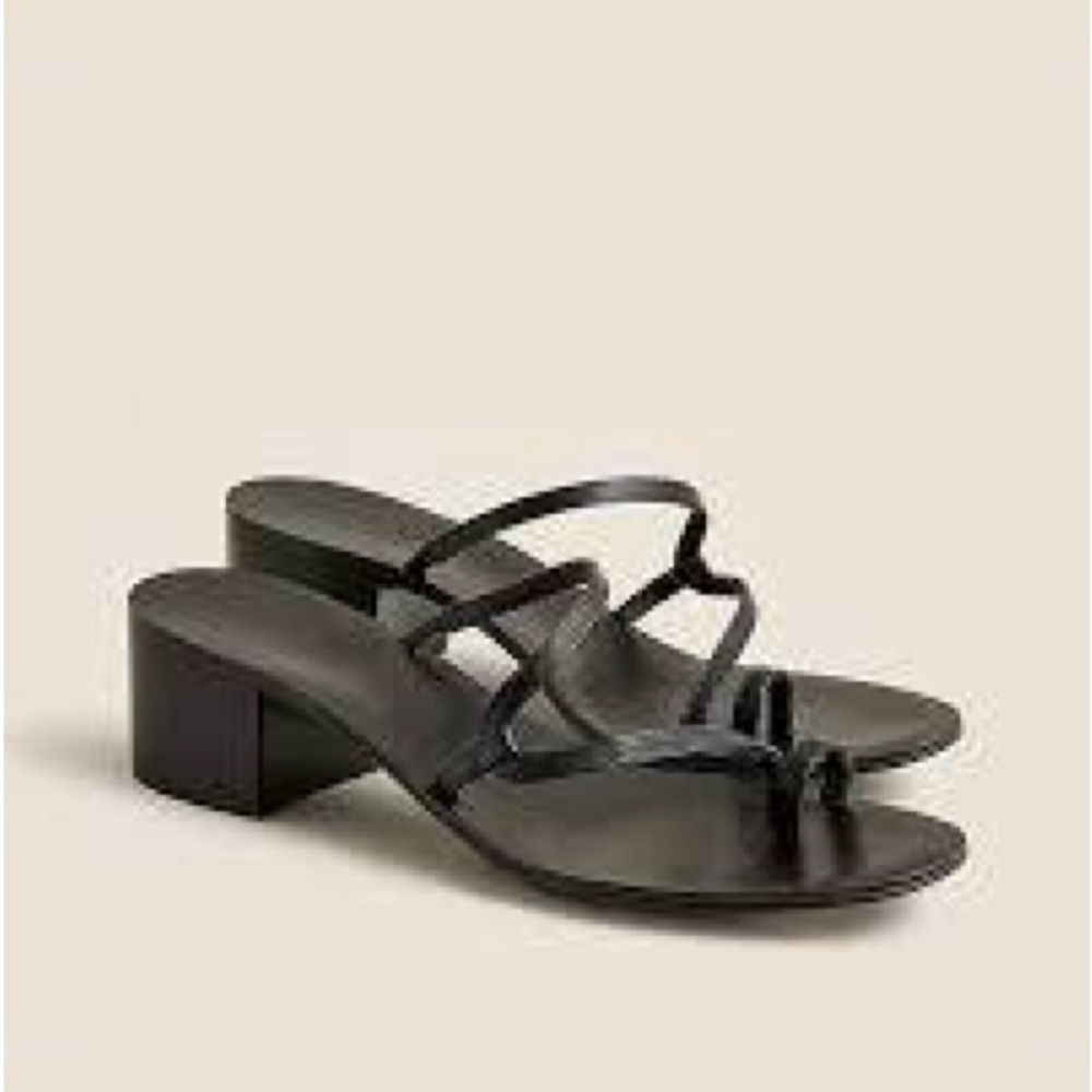 Women’s J.Crew Leather Shoe Sandal Strappy Ring Toe Black New 9